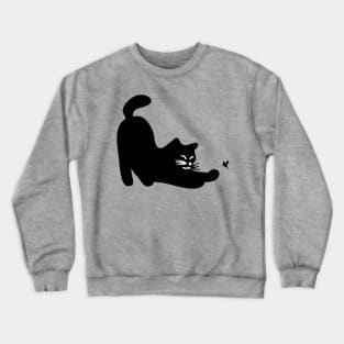 a cat playing with a dragonfly Crewneck Sweatshirt